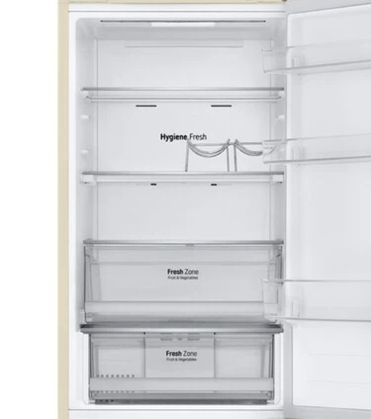 Холодильник LG GC-B459AEMW бежевый двухкамерный 234/110л морозилка снизу, No Frost