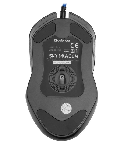 Мышь проводная Defender Sky Dragon GM-090L черный, 3200 dpi, USB, кнопки - 6
