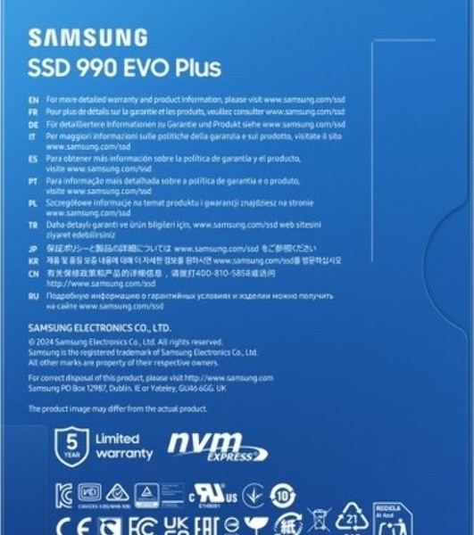 Накопитель SSD Samsung 990 EVO Plus, 4 ТБ, M.2 2280, PCIe 4.0 x4, NVMe 2.0, R/W 7250/6300