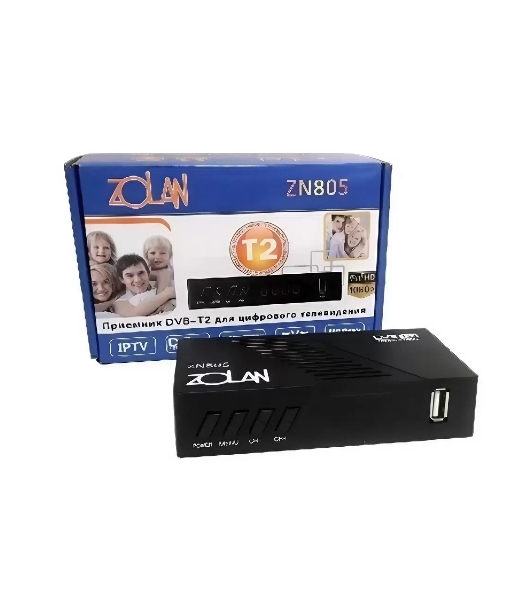 ТВ-тюнер ZOLAN ZN 805 DVB-T2/Wi-Fi/IPTV/MEGOGO/YouTube, дисплей