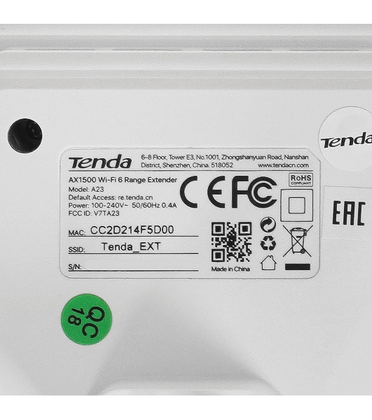 Wi-Fi усилитель сигнала Tenda Dual Band Wi-Fi 6 Range Extender