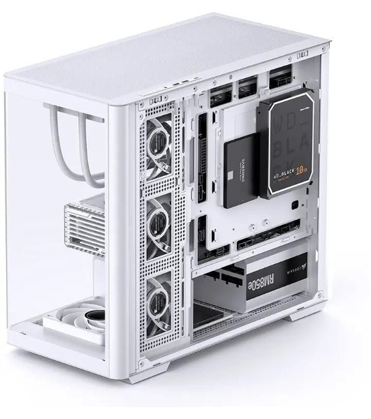 Корпус без блока питания JONSBO D300, Mini-Tower, TG, no fan, 2xUSB-A 3.2 + 1xUSB-C 3.2, mATX, mITX White