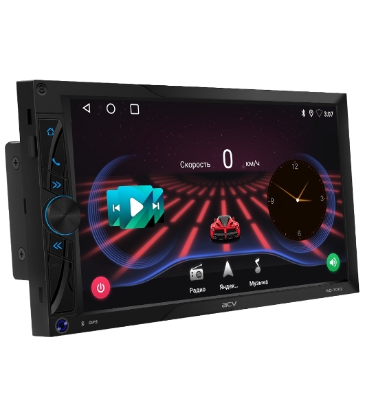 Автомагнитола ACV AD-7002, 2 DIN, 7', Android 11, Bluetooth, USB Type-A, AUX, GPS, CarPlay
