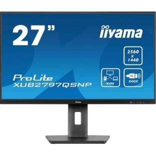 Монитор 27' Iiyama ProLite XUB2797QSNP-B1 IPS QHD, 100 Гц, 1 мс (MPRT), 16:9, 300 кд/м², HDMI 2.0, DP 1.4, USB-C (96 Вт PD), встроенные динамики (2x2 Вт), KVM-модуль, поворотная подставка, черный