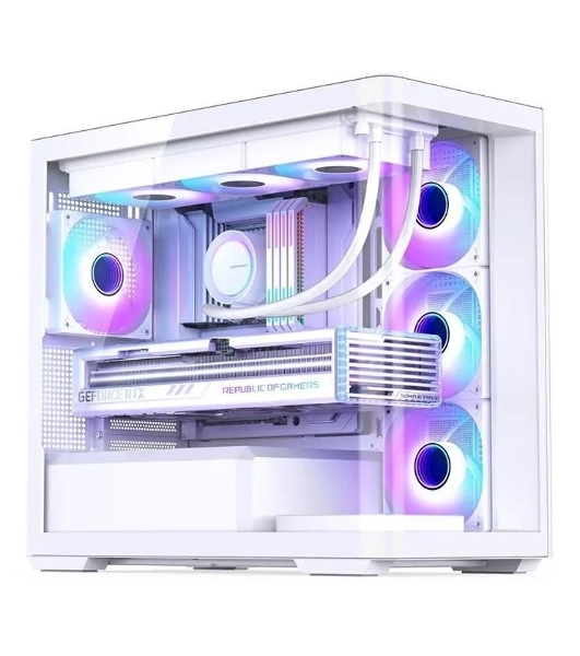 Корпус без блока питания JONSBO D300, Mini-Tower, TG, no fan, 2xUSB-A 3.2 + 1xUSB-C 3.2, mATX, mITX White