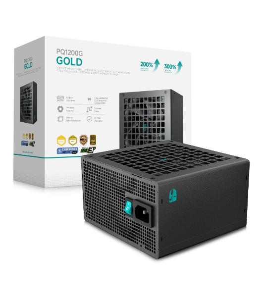 Блок питания Deepcool/GamerStorm PQ1200G (ATX 3.1, 1200W, Full Cable Management, PWM 120мм fan, 80 PLUS GOLD, Active PFC + Half Bridge + DC/DC, Full Japanese Capasitors, Gen5 PCIe) RET