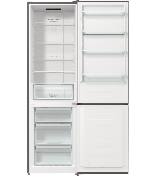Холодильник Gorenje NRK6201ES4 серебристый двухкамерный 235/96 л морозилка снизу, No Frost