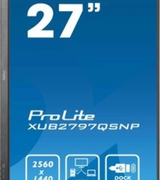 Монитор 27' Iiyama ProLite XUB2797QSNP-B1 IPS QHD, 100 Гц, 1 мс (MPRT), 16:9, 300 кд/м², HDMI 2.0, DP 1.4, USB-C (96 Вт PD), встроенные динамики (2x2 Вт), KVM-модуль, поворотная подставка, черный