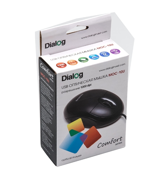 Мышь проводная Dialog Comfort MOC-10U черный, 1200 dpi, USB, кнопки - 3