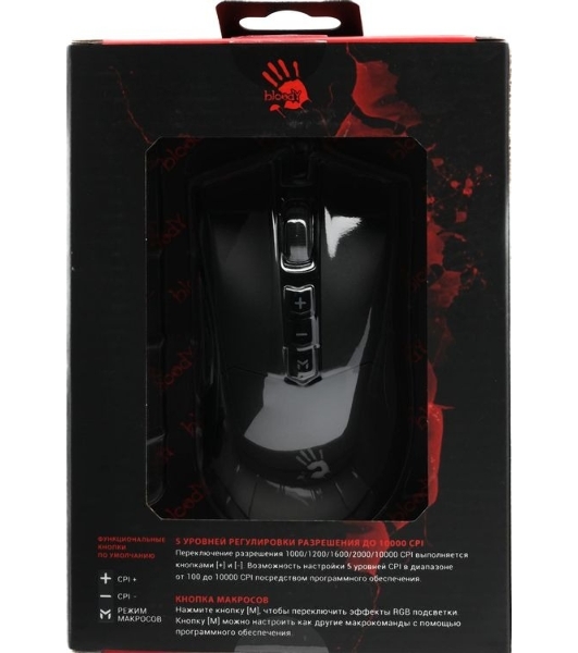 Мышь проводная A4Tech Bloody ES9 Plus черный, 10000 dpi, USB, кнопки - 8