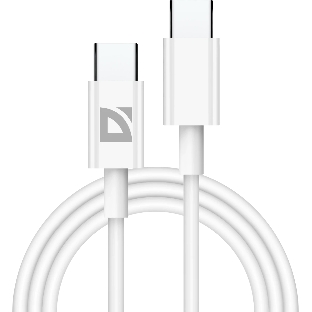 Кабель Defender USB F182 TypeC-TypeC 1м, 30 Вт, PD,TPE,белый