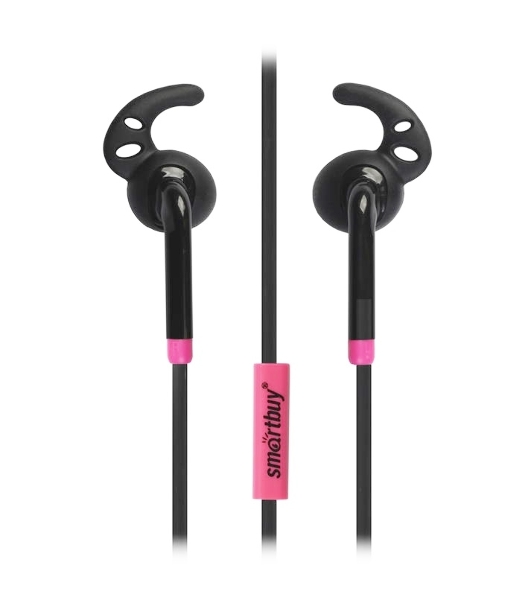 Проводные наушники Smartbuy Fit SBH-410 черный/розовый, внутриканальные, Jack 3.5 мм