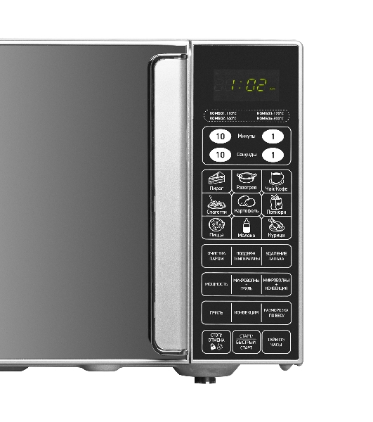 Микроволновая печь BBK 23MWC-982S/SB-M серебристый/черный, 23 л, 900 Вт, переключатели - сенсор