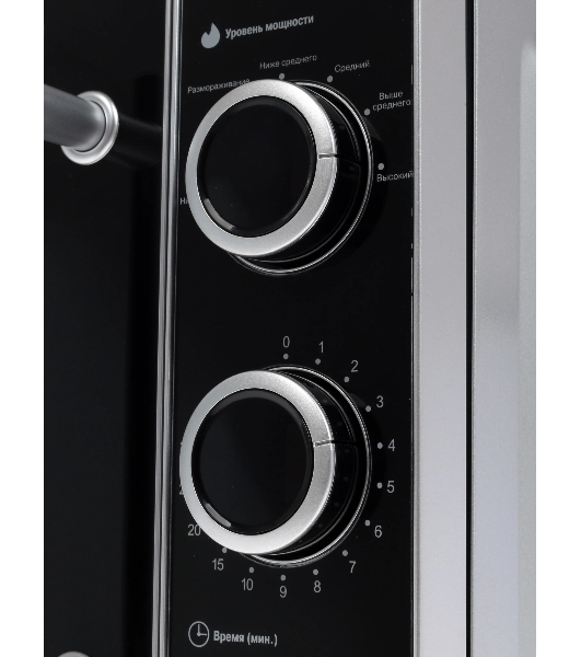 Микроволновая печь Mystery MMW-2032 черный/серебристый, 20 л, 800 Вт, переключатели - поворотный механизм