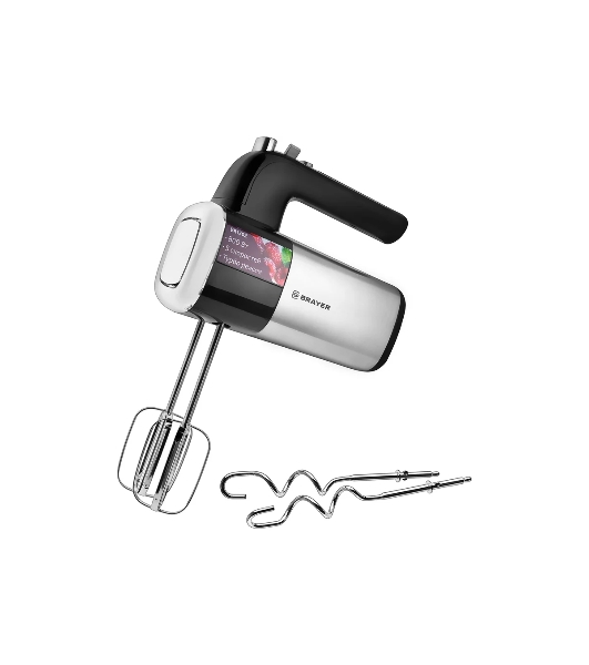 Миксер BRAYER, 800 Вт, 5 скор.реж, турбо,насад. венчики, насад для взбивания