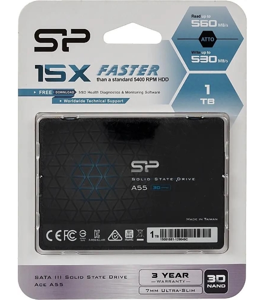 Накопитель SSD Silicon Power Ace A55, 1Tb, SATA III, 2.5', R/W 500/450