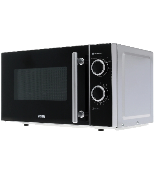 Микроволновая печь Mystery MMW-2032 черный/серебристый, 20 л, 800 Вт, переключатели - поворотный механизм