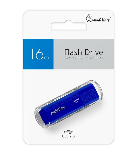 Флешка USB Smartbuy Dock Blue (SB16GbDK-B), 16Gb, USB 2.0, R/W 15/5, синий