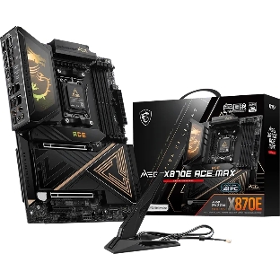 Материнская плата MSI MEG X870E ACE MAX, AM5, AMD X870E, 4xDDR5 (до 256 ГБ), 4xSATA, 5xM.2 (2xPCIe 5.0, 3xPCIe 4.0), 2xPCIe 5.0 x16, 1xPCIe x4, 1xHDMI, 1x5Gb LAN, 1x10Gb LAN, Wi-Fi 7, Bluetooth 5.4, 2xUSB-C 40Gbps (USB4), 2xUSB-C 20Gbps, 2xUSB-A 10Gbps, 7xUSB-A 5Gbps, 3x3.5 мм + S/PDIF оптический, 7.1, чёрный, с подсветкой, ATX