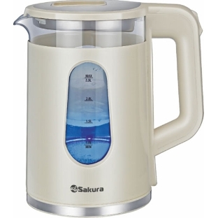 Чайник электрический Sakura SA-2735W 2,0л,стекло/пластик,белый