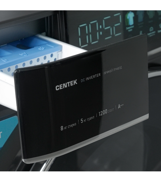 Стирально-сушильная машина Centek CT-1967 черный, загрузка фронтальная 8/5 кг, 1200 об/мин., класс: А+++р