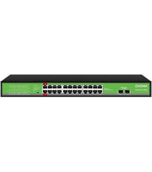 Коммутатор Digma DSP224G-2S-R400, 24×1 Гбит/с + 2×1 Гбит/с SFP, неуправляемый