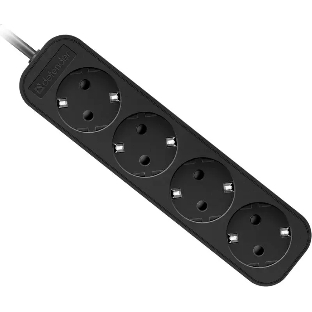 Удлинитель Defender M418 черный, 1.8 м, EURO, 4 розетки, 2200 Вт