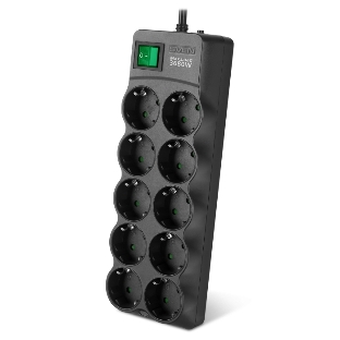Сетевой фильтр SVEN SF-10E-16 5,0 м (10 розеток) черный