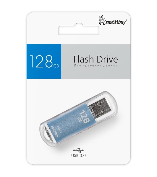 Флешка USB Smartbuy V-Cut Blue (SB128GbVC-B3), 128Gb, USB 3.0/3.1, R/W 75/30, голубой
