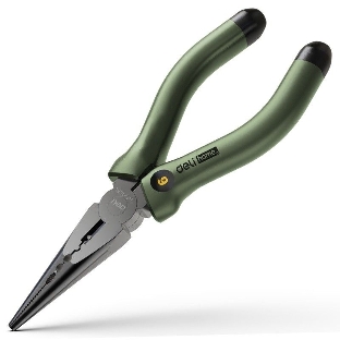 Удлиненные плоскогубцы 'Home Series Green' Deli HT2106L 160мм, эксклюзивный дизайн, рукоятка из высококачественного софттач пластика