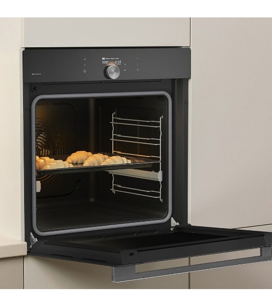 Встраиваемая электрическая духовка Gorenje BP6138B, объем 77 л, макс. температура 320 градусов, сенсорное/поворотное управление, Wi-Fi, пиролитическая очистка, телескопические направляющие на одном уровне, термощуп, AirFry, автоматические программы, динамическая система охлаждения, многоуровневое приготовление, PerfectGrill, энергоэффективность А+, черный
