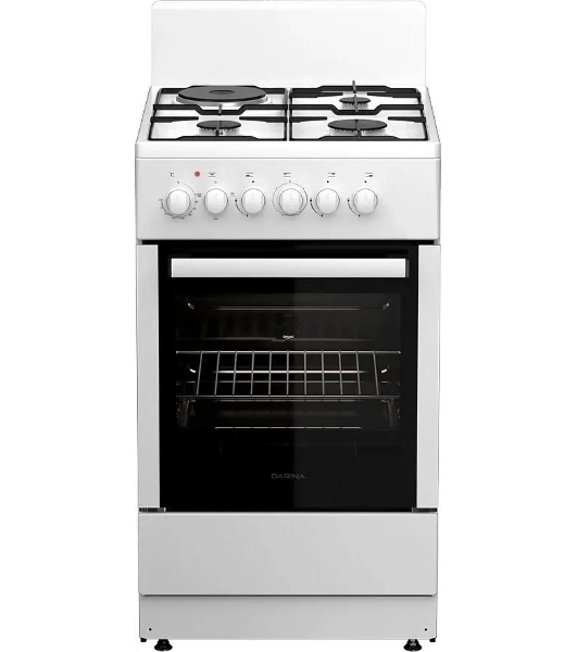 Плита комбинированная Darina 1E КМ241 321 W белый, конфорок 3 газовых и 1 электрическая, духовка 50 л, 50 см x 85 см x 60 см