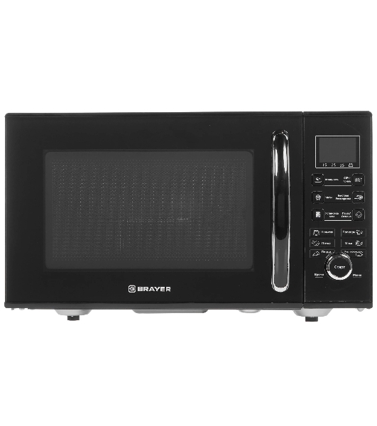 Микроволновая печь BRAYER BR2503 черный, 23 л, 900 Вт, переключатели - кнопки, поворотный механизм