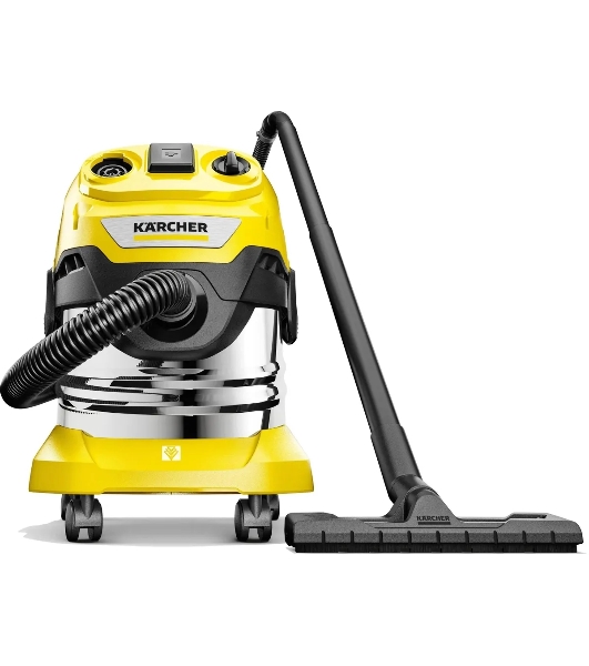 Строительный пылесос Karcher WD 4 P S V-20/5/22 желтый, 1000 Вт, уборка сухая/сбор воды/выдув, пылесборник мешок/контейнер, 20 л