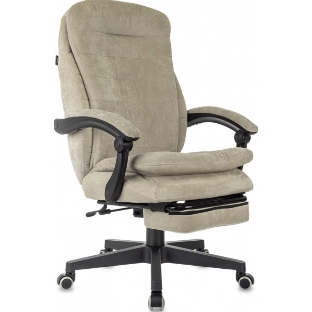 Кресло руководителя Бюрократ T-9950MSG-F Fabric песочный Light-21, крестов. пластик, подст. для ног