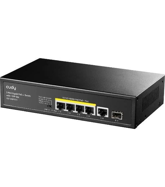 Коммутатор Cudy GS1005PTS1, 5×1 Гбит/с, 1×1 Гбит/с SFP