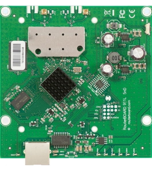 Плата роутера MikroTik 911 Lite5 dual with 600MHz Atheros CPU, 64MB RAM, 1x LAN, built-in 5Ghz 802.11a/n 2x2 two chain wireless, 2xMMCX connectors, RouterOS L3