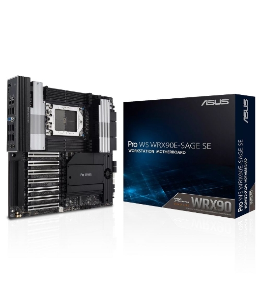 Материнская плата ASUS Pro WS WRX90E-SAGE SE, sTR5, AMD WRX90, 8xDDR5, 4xSATA, 4xM.2, 6xPCI-E 5.0 x16, 1xPCI-E 5.0 x8, 1xVGA, 2xMiniDP, 3x 10Gb LAN, 6xUSB-A 3.2 Gen 2, 1xUSB-A 2.0, 2xUSB-C USB4, 2x3.5 мм, 5.1, SSI EEB