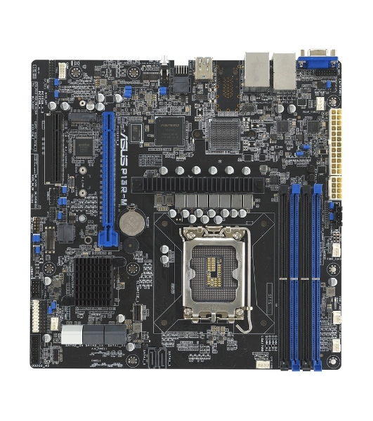 Материнская плата серверная ASUS P13R-M, LGA1700, Intel C262, 4xDDR5 (ECC), 8xSATA, 1xM.2, 1xPCIe 5.0 x16, 1xPCIe 3.0 x8, 1xVGA, 3x1Gb LAN, 3xUSB-A 10Gbps, mATX