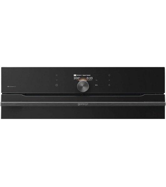Встраиваемая электрическая духовка Gorenje BP6138B, объем 77 л, макс. температура 320 градусов, сенсорное/поворотное управление, Wi-Fi, пиролитическая очистка, телескопические направляющие на одном уровне, термощуп, AirFry, автоматические программы, динамическая система охлаждения, многоуровневое приготовление, PerfectGrill, энергоэффективность А+, черный