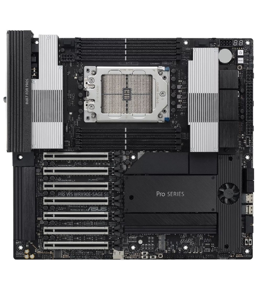 Материнская плата ASUS Pro WS WRX90E-SAGE SE, sTR5, AMD WRX90, 8xDDR5, 4xSATA, 4xM.2, 6xPCI-E 5.0 x16, 1xPCI-E 5.0 x8, 1xVGA, 2xMiniDP, 3x 10Gb LAN, 6xUSB-A 3.2 Gen 2, 1xUSB-A 2.0, 2xUSB-C USB4, 2x3.5 мм, 5.1, SSI EEB