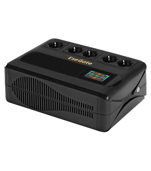 Источник бесперебойного питания ExeGate NEO Smart BU-800.LCD.AVR.5SH 800VA/480W, цветной LCD-дисплей, AVR, 5*Schuko, черный