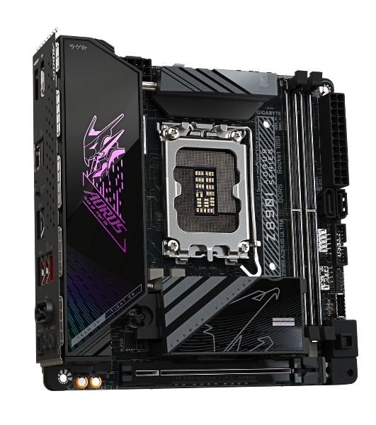 Материнская плата Gigabyte Z890I AORUS ULTRA, LGA 1851, Intel Z890, 2xDDR5, 2xSATA, 2xM.2, 1xPCIe 5.0 x16, 1xDP, 1xHDMI, 1xUSB-C, 1x Thunderbolt 4, 1x 2.5Gb LAN, 2xUSB-A 3.2 Gen 1, 3xUSB-A 3.2 Gen 2, 2x3.5 мм, TOSLINK, 7.1, 1xUSB4, Mini-ITX