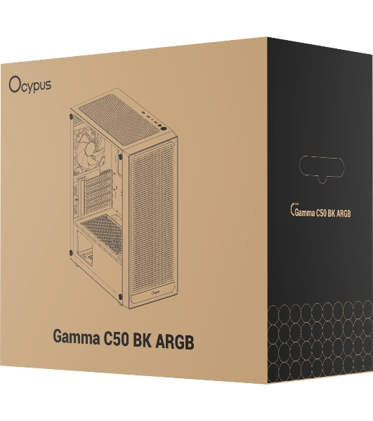 Компьютерный корпус Ocypus Gaммa C50 BK ARGb, MATX, USB 3.0*1+USB 2.0*2, FRONT 3x120мм ARGb, REAR 1x120мм ARGb
