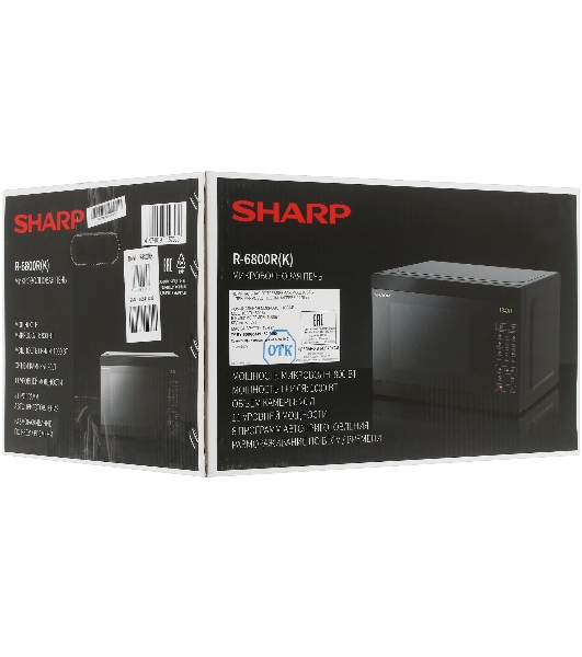 Микроволновая печь Sharp R-6800RK черный, 20 л, 800 Вт, переключатели - сенсор