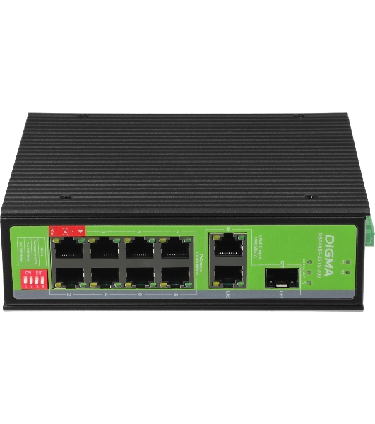 Коммутатор Digma DSP408F-2G1S-300, 8×100 Мбит/с + 2×1 Гбит/с + 1×1 Гбит/с SFP, неуправляемый