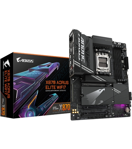 Материнская плата Gigabyte X870 A ELITE WIFI7, AM5, AMD X870, 4xDDR5, 4xSATA, 4xM.2, 1xPCI-E 5.0 x16, 1xPCI-E 4.0 x4, 1xPCI-E 3.0 x2, 1xHDMI, 1x 2.5Gb LAN, 4xUSB-A 3.2 Gen 1, 2xUSB-A 3.2 Gen 2, 4xUSB-A 2.0, 2xUSB-C 4.0, 2x3.5 мм, 7.1, ATX