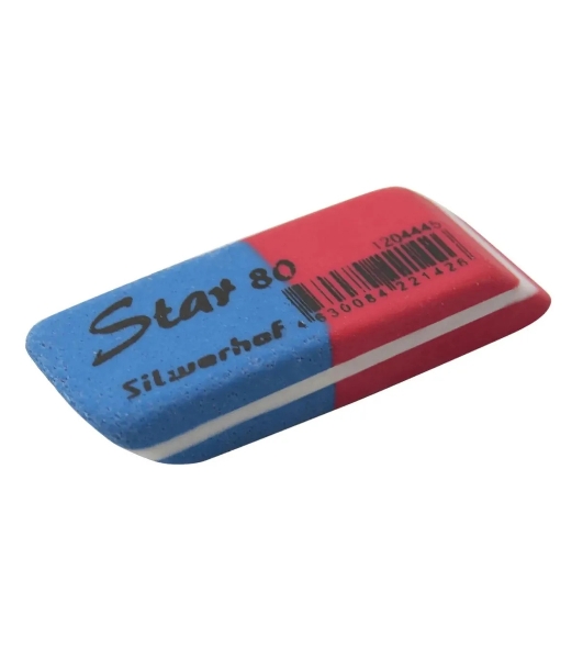 Ластик Silwerhof Star 80 181149 41x14x8мм каучук термопластичный синий