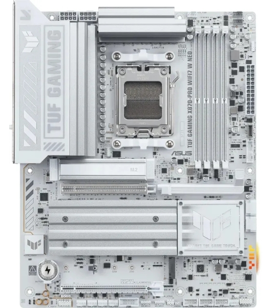 Материнская плата ASUS TUF GAMING X870-PRO WIFI7 W NEO, AM5, AMD X870, 4xDDR5, 2xSATA, 4xM.2, 1xPCIe 5.0 x16, 1xPCIe 4.0 x16, 1xHDMI, 1x5Gb LAN, Wi-Fi 7, Bluetooth 5.4, 2xUSB-C 40Gbps (USB4 / Gen3x2), 3xUSB-A 10Gbps, 4xUSB-A 5Gbps, 1xUSB-A 2.0, 3x3.5 мм, 7.1, ATX