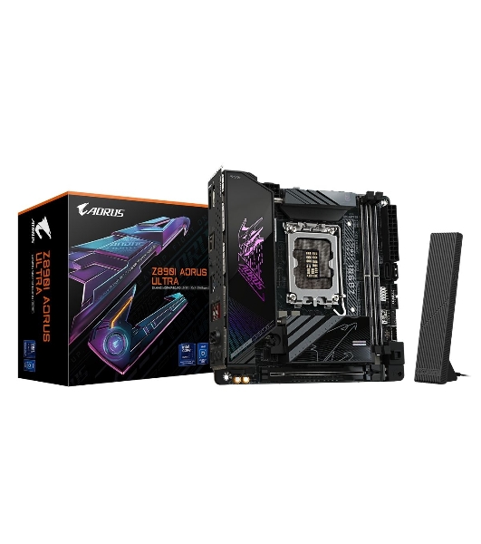 Материнская плата Gigabyte Z890I AORUS ULTRA, LGA 1851, Intel Z890, 2xDDR5, 2xSATA, 2xM.2, 1xPCIe 5.0 x16, 1xDP, 1xHDMI, 1xUSB-C, 1x Thunderbolt 4, 1x 2.5Gb LAN, 2xUSB-A 3.2 Gen 1, 3xUSB-A 3.2 Gen 2, 2x3.5 мм, TOSLINK, 7.1, 1xUSB4, Mini-ITX